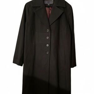Tommy Hilfiger Women's Black Trench Coat 42” 2 Pockets Split in back NWOT